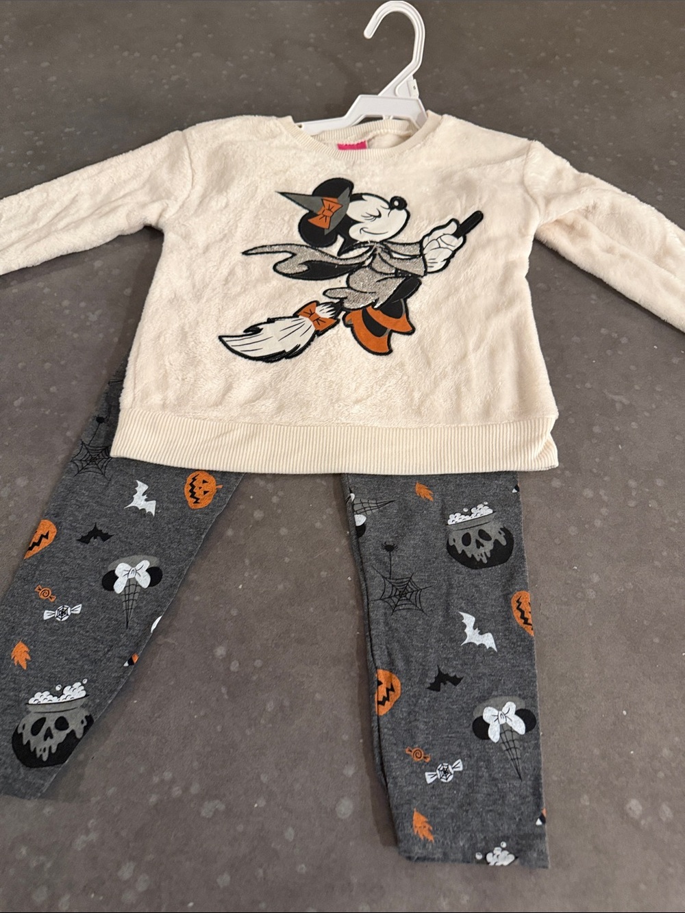 Disney Halloween Minnie Pullover & Gray Leggings Set - Cream, Gray & Orange